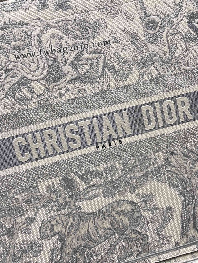 Dior专柜新款TOTE包迪奥高仿原单旧灰虎大号购物袋手提托特包 djfk1372